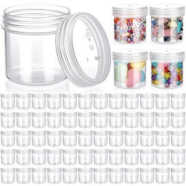 Meanplan 100 Pcs 3.4 oz Plastic Container Jars with Lids Round Leak Proof Refillable Small Cosmetic Jars for Lotion, Cream, Makeup, Eye Shadow, Rhinestone, Samples, Pot, Travel Storage(Clear)
