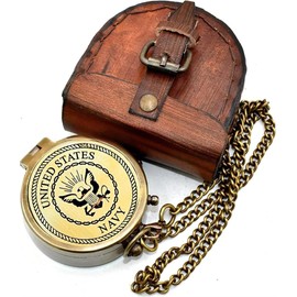 Nautical Hut l Love to My Husband Brújula de bolsillo náutico de latón con funda de transporte de piel, brújula con cadena, brújula pirata, brújula de regalo grabable, brújula de camping