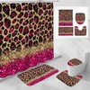 Litabel 4 Pcs Hot Pink Leopard Print Shower Curtain Set