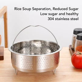 Cesta de Vapor para Olla Instantánea, Cesta de Vapor de Verduras Antiadherente con Asa, Inserto de Cesta de Vapor de Acero Inoxidable para Ollas, Inserción de Olla Arrocera para