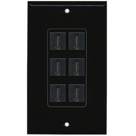 RiteAV - 6 Port HDMI 2.0 Decorative Wall Plate (Black)