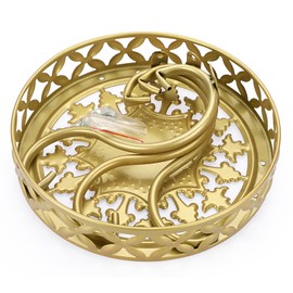 OwnMy Metal Round Plant Stand Indoor Outdoor Flower Pot Holder, Heavy Duty Iron Plant Stand Display Potted Rack for Home, Garden, Patio, Golden Color