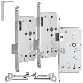 AGT Toilet Mortice Lock: Set of 3 Deadlocked Mortice Locks for Room Doors, Trap, DIN Left (Door Lock Inner Door, Room Door Lock Square, Door Fittings)