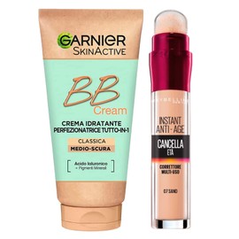 Garnier Skinactive BB Cream feuchtigkeitsspendende Gesichtscreme Perfektionator All-in-1 SPF25 Mittel- und Pflegetöne + Altersentferner, Mehrzweckflüssigkeit, Farbe 07 Sand mit Schwammapplikator