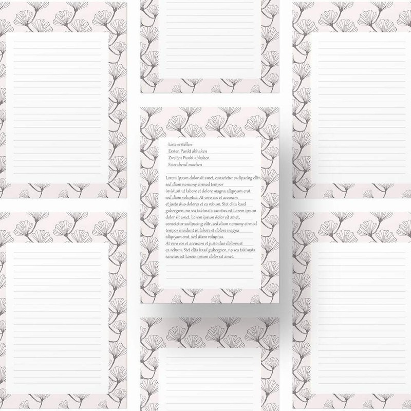 Ginkgo Notepads, Writing Pads, DIN A5 Format, 2 Pads