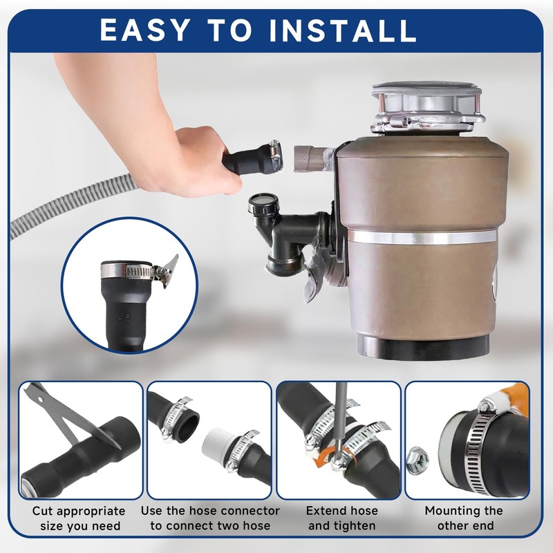 10 Ft Dishwasher Drain Hose Extension Corrugated and Flexible Dishwasher
