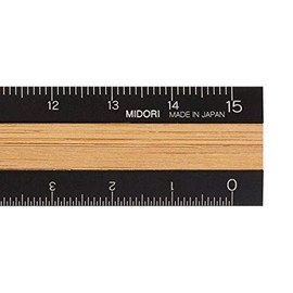 Midori 42270006 Aluminum & Wood Ruler, 5.9 inches (15 cm), Black (2 Pieces)