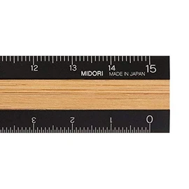 Midori 42270006 Aluminum & Wood Ruler, 5.9 inches (15 cm), Black (2 Pieces)