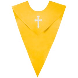 IvyRobes Unisex One-Color V Shape Choir Stole With Cross Gold
