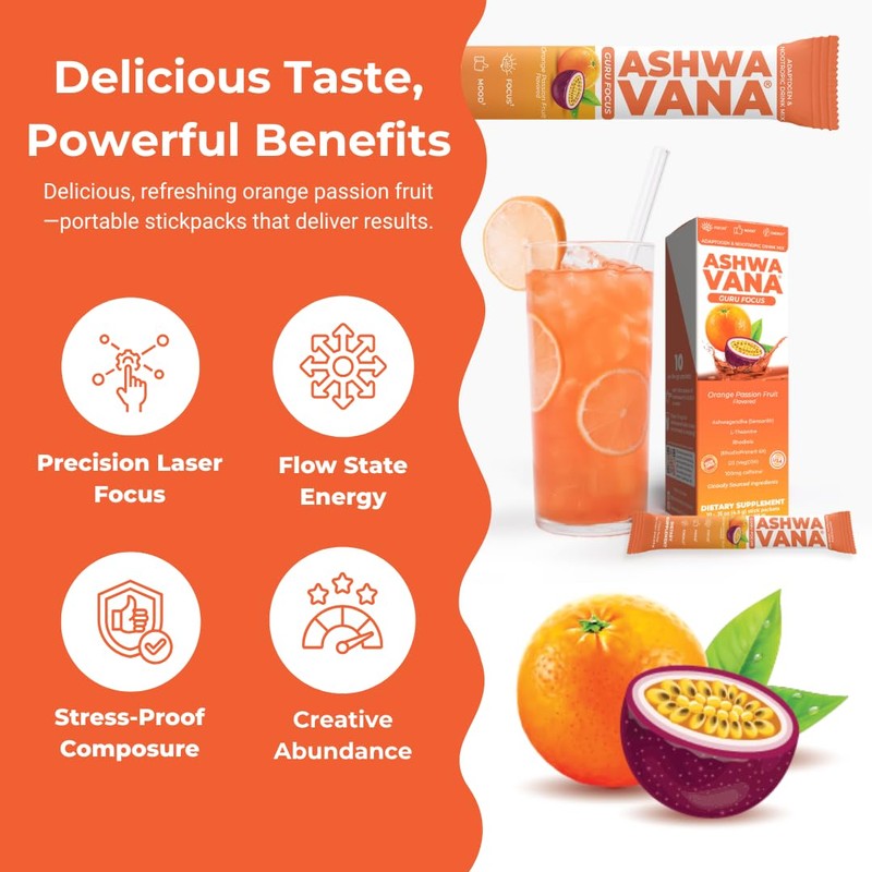 Ashwavana Ashwagandha & Vitamin D Drink Mix With L-Theanine, K2,