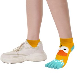 YoBeLove Womens Funny Toe Socks Five Finger Low Cut Socks Toe Seperated Cotton Running Ankle Socks, 6-9, Style 5