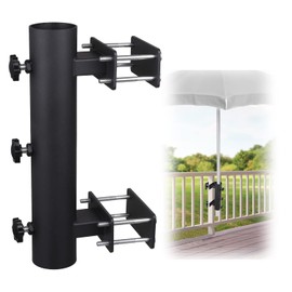 YZZHAJ Patio Umbrella Holder, Heavy Duty Adjustable Metal Sun Umbrella Clamp Stand, Deck Umbrella Mount for Deck Railing,Outdoor Courtyard,Balcony