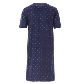 Lucky Men's Nightdress Short Sleeve Diamond V-Neck Pocket, navy