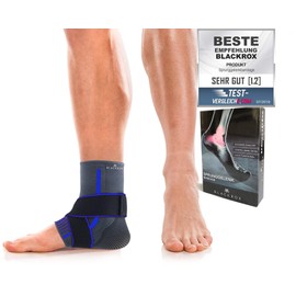 BLACKROX Sprunggelenkbandage, Vergleichssieger, Knöchelbandage, Sprunggelenk Bandage, Sport, Handball, Fußball, Volleyball, Fußbandage, Fussgelenkbandage Damen & Herren Links & Rechts (Blau, XL)