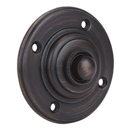 A29 Wired Brass Doorbell Chime Push Button Vintage in Oil Rubbed Bronze Finish Vintage Decorative Door Bell with Easy Installation, 2 3/8" Diameter