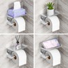 StackTastic Silver Toilet Paper Holder with Shelf - Wall Mount,