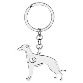 YAYAKO Stainless Steel Whippet Dog Keychain Keyring Car Key Chain Accessories Gifts for Women Girls Purse Bag Charms (Silver)