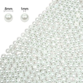 TOAOB 370pcs 8mm White Round Glass Pearl Beads Loose Spacer Beads for DIY Craft Necklaces Bracelets Jewelry Making