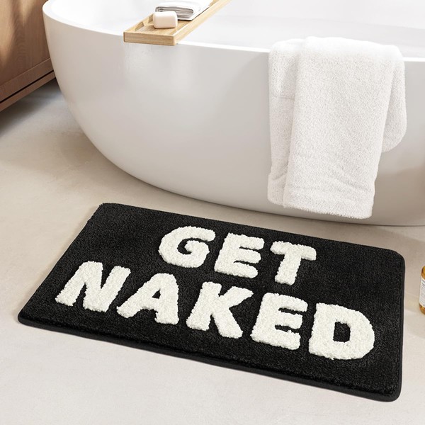 Ankah Get Naked Bath Mats, Rude Swear Words Unique Funky