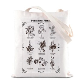 FOTAP Poisonous Plants UK Tote Bag - Dark Academia Gift (Adults, Botany Enthusiasts, Gift Shoppers) - Unisex-Adults - Medium - Cotton - Water Resistant - 14.9x13.7x10.6 inches