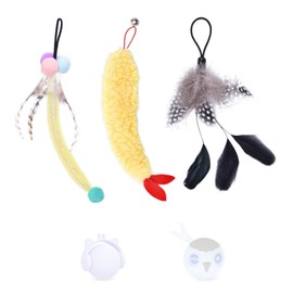 ORSDA 3 PCS Replacement Refills, Feather Tail, Elastic Net Tail, Plush Shrimps for Automatic Kitten Toys, only Suitable T93&T96 Cat Ball Toy