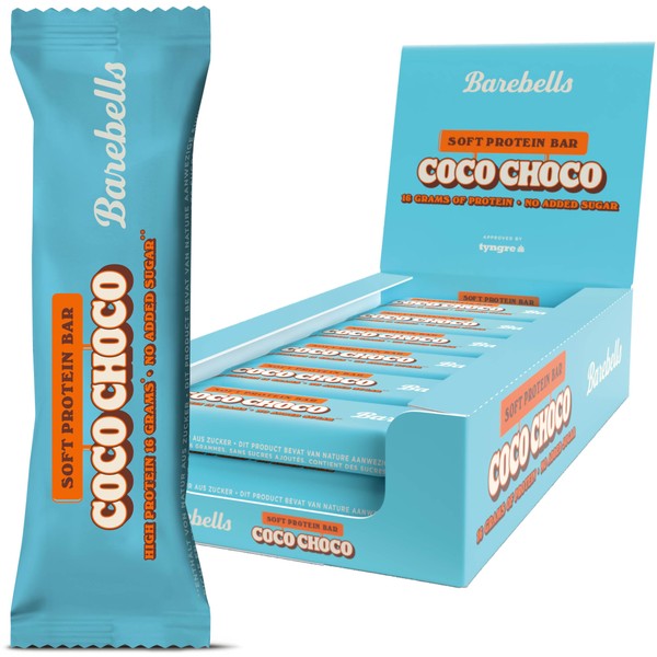 Barebells Barres protéinées - Délicieuses barres protéinées douces au chocolat - Faible en sucre - 16 g de protéines - Sans huile de palme - Soft Bar Coco Choco - 12 x 55 g