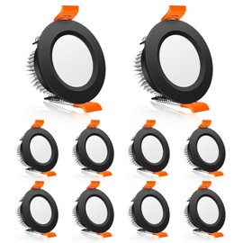2 Inch LED Downlight, 3W Recessed Lighting Dimmable Ceiling Light Kit, 4000K Natural White, CRI80 Black LED Can Lights with Driver(35W Halogen Equivalent), 10 Pack