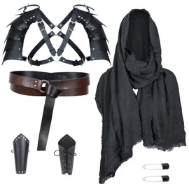 Medieval Knight Leather Belt Shawl Men Renaissance Half Shoulder Cape Scarf Buckle Bracers Retro Accessories(Type13)