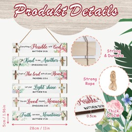 HPNIUB Bible Verse Wood Sign,Sunflower Christian Wall Art,Bible Verse Wooden Plaques(1.5"x12"),Farmhouse Bible Sign,Inspirational Plaque Sign for Home,Farmhouse,Kitchen,Office Decor… (Pink Flower)