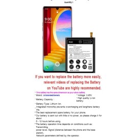 For LG Long Lasting 4820mAh Displaceable Battery Tools for LG Velvet 5G LM-G900TM Phone