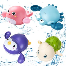 Pack of 4 Baby Bath Toys, Bath Toy Baby, Bath Toy Baby from 1 2 3 4 Years, Water Toy Baby Children, Bath Toy Clock Movement, Bath Pool Toy for Children