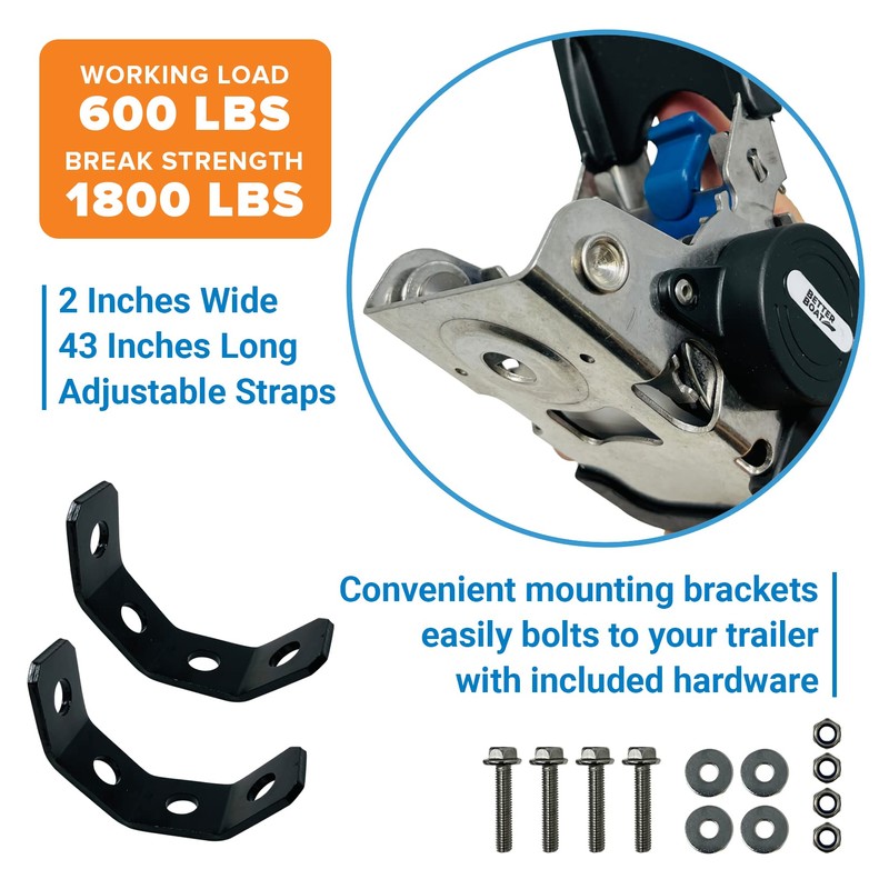 Stainless Steel Retractable Ratchet Straps, Heavy Duty Set, 2 Inch