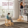 BEKVEM Bamboo Folding Step Stool with Sturdy Structure and Wide