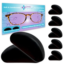 GMS Optical 1.8mm Reg-Thin/13mm Short Length - Small Adhesive Contoured Silicone Eyeglass Nose Pads - Anti Slip Pressure Relief - Perfect for Kid Glasses & Smaller Frames(5 Pair)(Black)