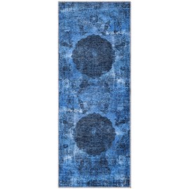 Unique Loom Yara Collection Area Rug - Nayer (2' x 5' 1" Runner, Overdyed Blue/ Blue)
