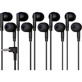 Redskypower 5 Pack Bulk Headphones, Wired Earbuds for Kids, Teens, Adults, Affordable in-Ear with 3.5mm Plug, Perfect for Schools, Classrooms, Libraries, Museums, Multipack for Wholesale, Black Color