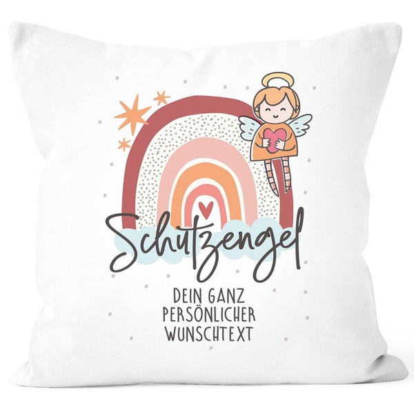SpecialMe® Cushion Cover Guardian Angel Rainbow Personalised with Desired Text