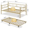 Twin Size Daybed Frame with Pull-Out Trundle, Modern Sofa Bed