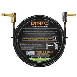 4 Foot - WBC-PRO-PEDAL – 22 AWG - Low-Cap (18pF/ft) – Pro-Grade – Graphite-based - Dual-Shielded Pedal, Effects, Patch, instrument cable with Eminence Tiny Gold Plated Angled TS Connectors