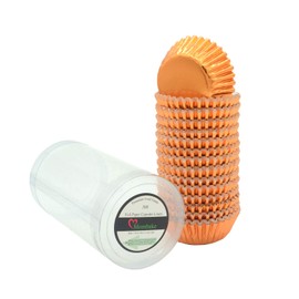 Mombake Mini Foil Cupcake Cases,Muffin Baking Cups(Orange, 300-Count)