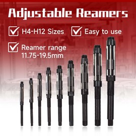findmall 9 Set High Speed Steel Adjustable Hand Reamers 15/32 Inch to 1-3/16 Inch Fit for Drilling Machine and Other Machine