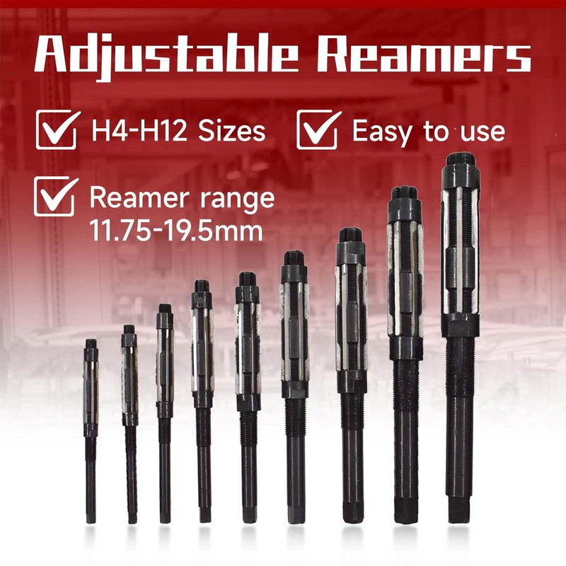 findmall 9 Set High Speed Steel Adjustable Hand Reamers 15/32