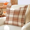RABUSOFA Fall Plaid Pillow Covers 18x18 Inch,Brown Outdoor Autumn Decoration