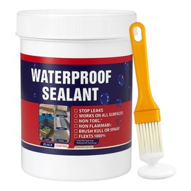 Liquid Waterproof Sealant Clear for Roof Leaks, Patio, Bathroom & Shower - Invisible Anti-Leaking Sealant Agent Repair Kit with Brush, Water-Based Coating for Concrete, Tile, Indoor & Outdoor - 10oz