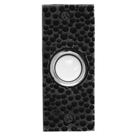 Waterwood Solid Brass Small Hammered Plate Doorbell in Black - Wired & Illuminated Push Button from Environmentally Friendly Recycled Material