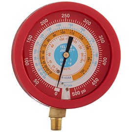 Yellow Jacket 49517 3-1/2" Liquid-Filled Gauge (Degrees F) Red Pressure, 0-500 psi, R-134A/404A/407C