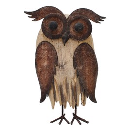 E-view Rustic Owl Figurines Decor Animal Statue for Home-Wooden Stand Owl Sculptures Decorations for Living Room Bedroom-Shelf Decoration Decorative Tabletop Collection(Owl A)