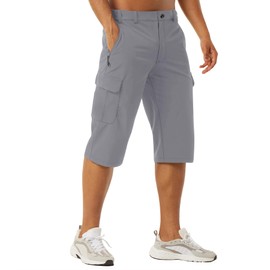 EKLENTSON Mens Below Knee Casual Shorts Athletic Summer Fishing Capri Hiking Long Shorts with Pockets Light Grey 32