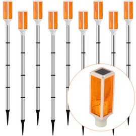 9 Packs Reflective Driveway Markers Solar Powered Driveway Markers 37 Inch Driveway Lights Reflectors for Parking Snow Road Sidewalks (Orange)