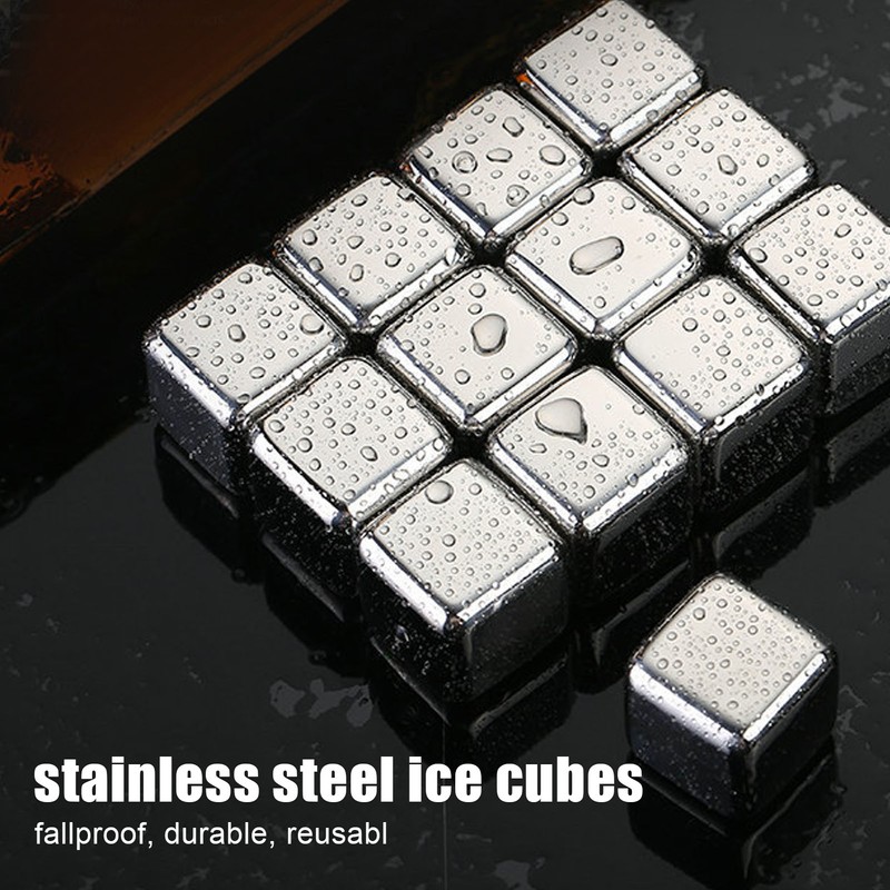 4Pcs Stainless Steel Ice Cubes Reuseable Polishing Beverage Chilling Stones